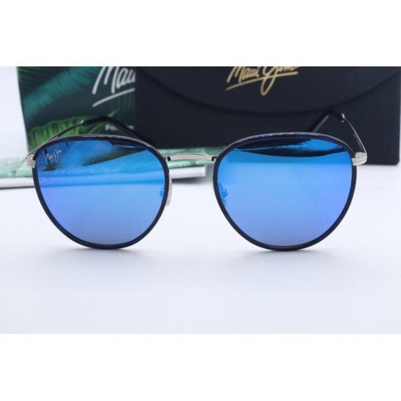 s-l1200.png Maui Jim Noni MJ 854-03 Black Oval Sunglasses Blue polarized Lenses 54mm